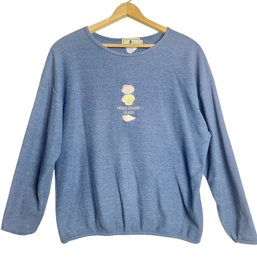 vtg attraction 90s Prince Edward Island waffle knit canada embroidered sea shell